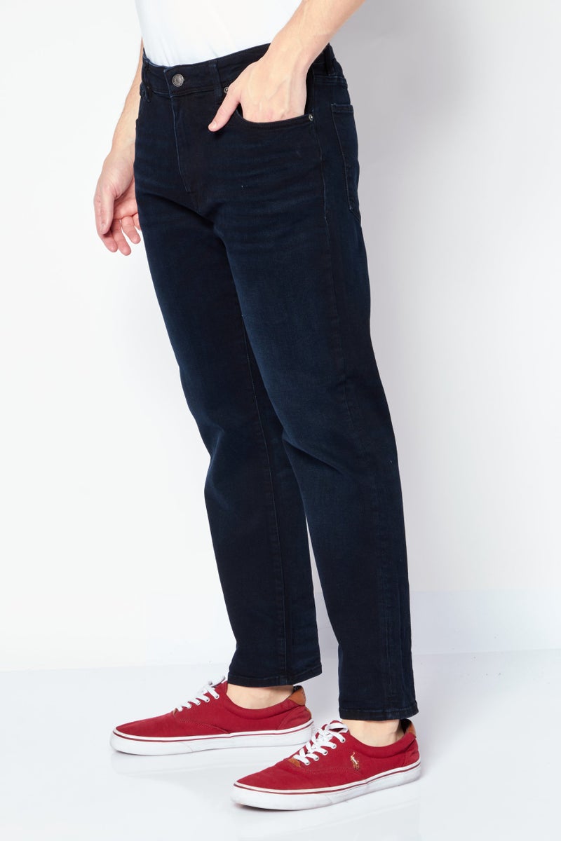 Selected Homme Men Straight Fit Washed Stretchable Jeans, Navy - Image 4