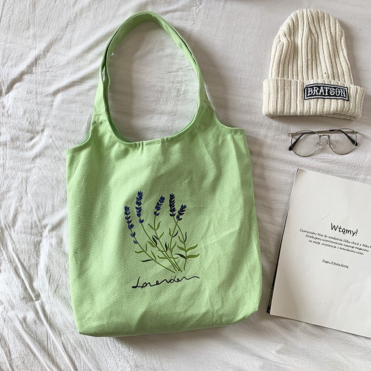 New Canvas Bag Women'S Shoulder Fresh Style Artistic Student Schoolbag Korean Style Lavender Cloth Bag Women'S Canvas - Image 5