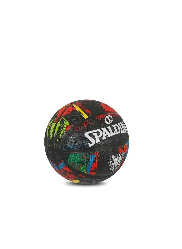 SPALDING كرة السلة المطاطية الرخامية (أسود)، المقاس: 7  - Image 2