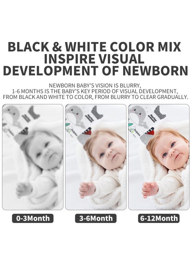 Caterbee High Contrast Hanging Rattle Toys for Babies, Black and White Baby Toys Soft Plush Animal Rattles with Soothing Sounds – Ideal for Newborns to Toddlers (4 Pack) (Animal) - Image 3