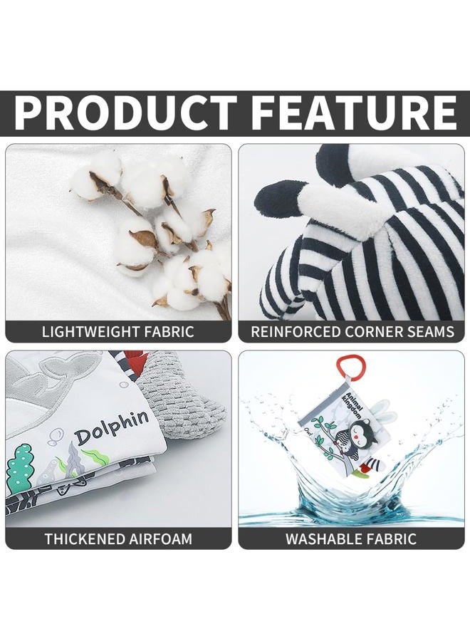 Caterbee High Contrast Hanging Rattle Toys for Babies, Black and White Baby Toys Soft Plush Animal Rattles with Soothing Sounds – Ideal for Newborns to Toddlers (4 Pack) (Animal) - Image 2