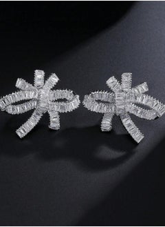 Luxurious Cubic Zirconia Snowflake Earrings in Silver Copper - Sparkling Statement Jewelry for Evening Elegance 2.8cm*2.5cm