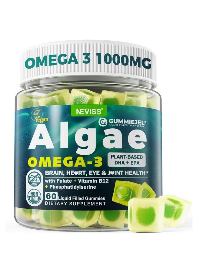 NEVISS Vegan Omega-3 Fish Oil Alternative from Certified Vegan Algae Oil (Made in USA), Sugar Free Omega 3 Supplement W/MethylFolate, Vitamin B12 for Women and Men Support Brain, Eye, Skin, Immune, 60 Cts - Image 1