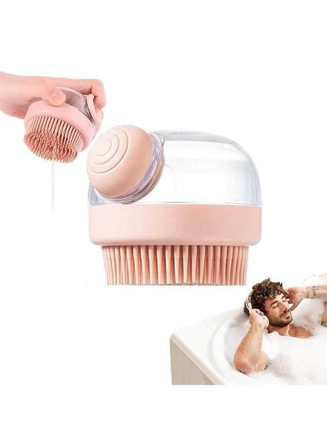 فرشاة دش وشامبو متعددة الوظائف مع موزع مدمج - تصميم مبتكر يجمع بين التنظيف العميق والتدليك المهدئ للعناية بالشعر والوجه والجسم. للرجال والنساء والأطفال (وردي فاتح) - Image 1