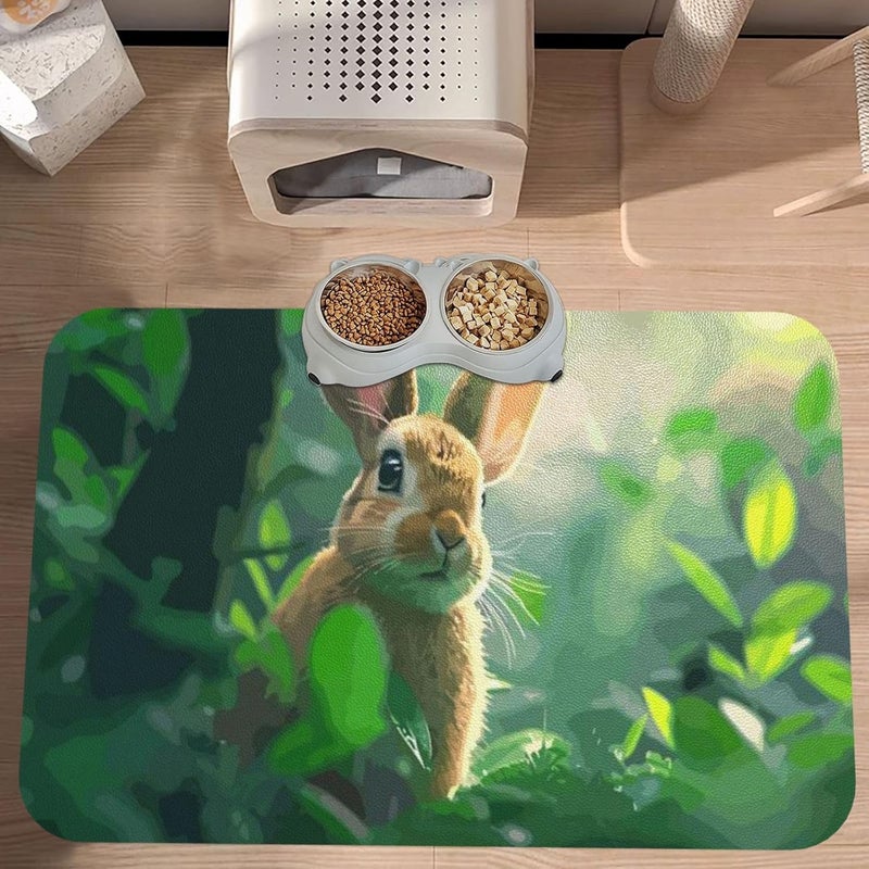 Pet Feeding Mat Absorbent Dog Mat for Food and Water Bowl Dog Accessories Easter Spring Summer Bunny Cute Eggs Flowers Rabbit X Pet Supplies Dogs Quick Dry Cat Water Dispenser Mats 18X12In - Image 2