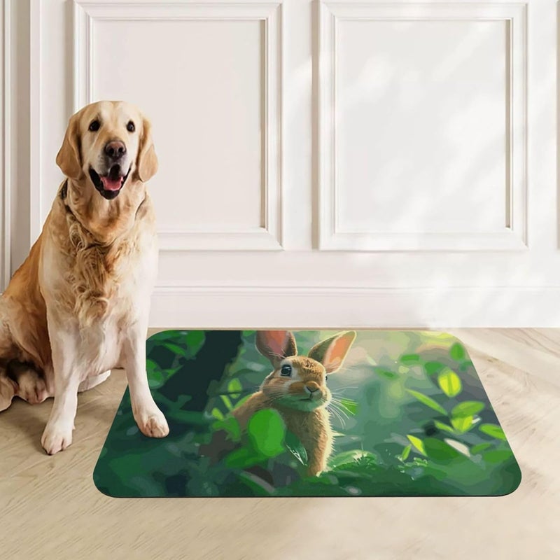 Pet Feeding Mat Absorbent Dog Mat for Food and Water Bowl Dog Accessories Easter Spring Summer Bunny Cute Eggs Flowers Rabbit X Pet Supplies Dogs Quick Dry Cat Water Dispenser Mats 18X12In - Image 1