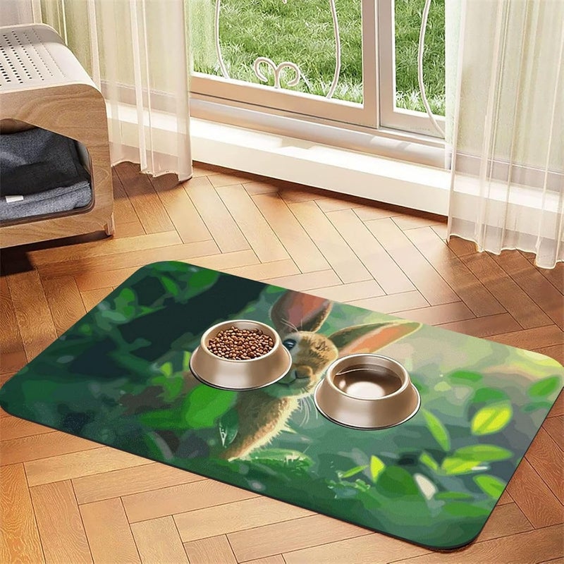 Pet Feeding Mat Absorbent Dog Mat for Food and Water Bowl Dog Accessories Easter Spring Summer Bunny Cute Eggs Flowers Rabbit X Pet Supplies Dogs Quick Dry Cat Water Dispenser Mats 18X12In - Image 3