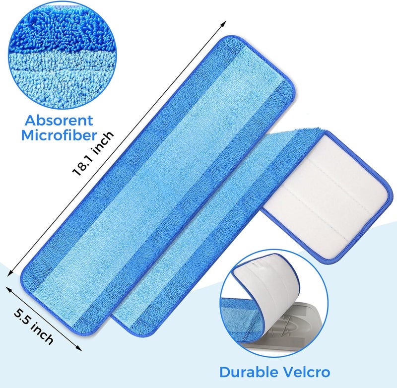 wlich 4-Pack Microfiber Cleaning Pads, 18-Inch Microfiber Mop Pads Compatible with Bona Mop, Washable and Reusable Mop Pad Refills for Hardwood Tile Laminate Floors - Image 2
