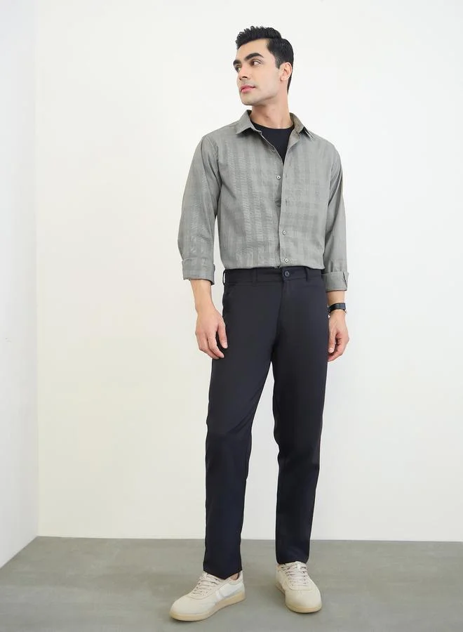 Styli Men Regular Fit Solid Cotton Pants