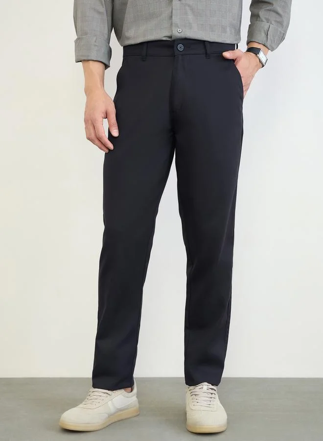 Styli Men Regular Fit Solid Cotton Pants