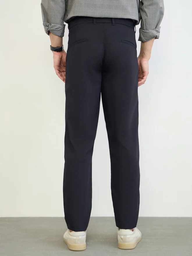 Styli Black Men Regular Fit Solid Cotton Pants for Men | Best Price UAE