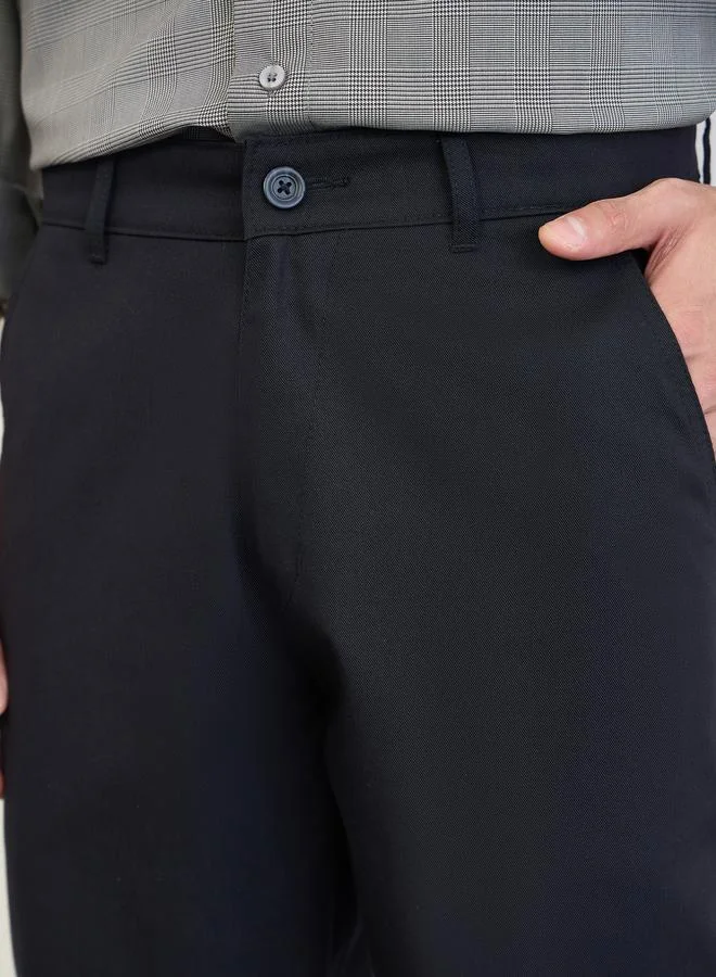 Styli Black Men Regular Fit Solid Cotton Pants for Men | Best Price UAE