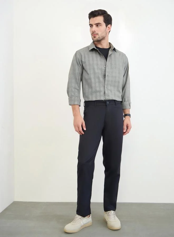 Men Regular Fit Solid Cotton Pants