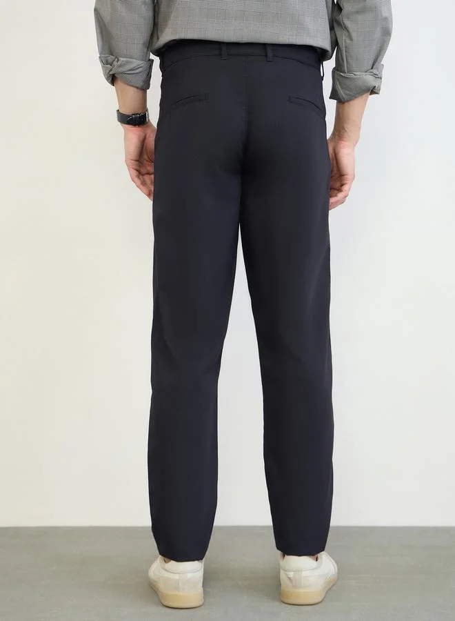 Styli Black Men Regular Fit Solid Cotton Pants for Men | Best Price UAE