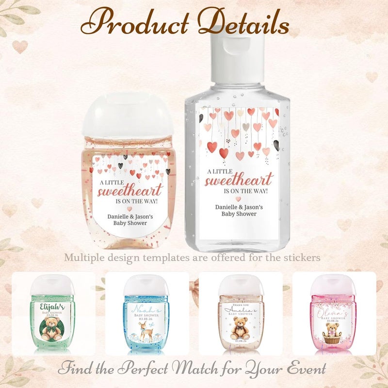 Economical upgraded quality 80PCS Custom Personalized Hand Sanitizer Labels Waterproof Stickers for Travel Size Bottles – Baby Shower Favors Wedding Party Favors Thank You Labels Mini Sanitizer Bottle Stickers DIY Updated modern design - Image 3