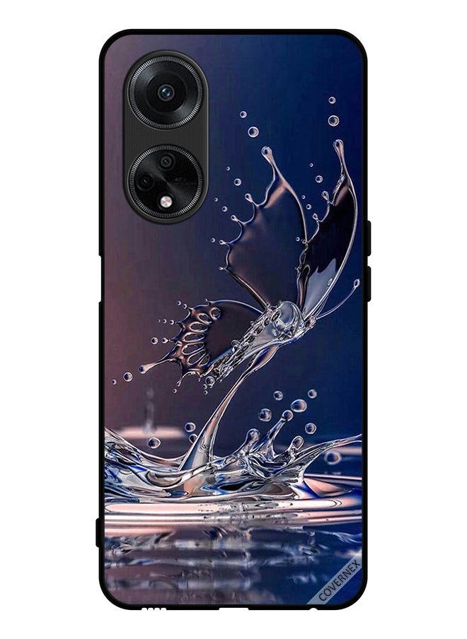 Covernex غطاء حماية لهاتف أوبو A98 5G مزخرف بقطرات الماء والفراشة  - Image 1