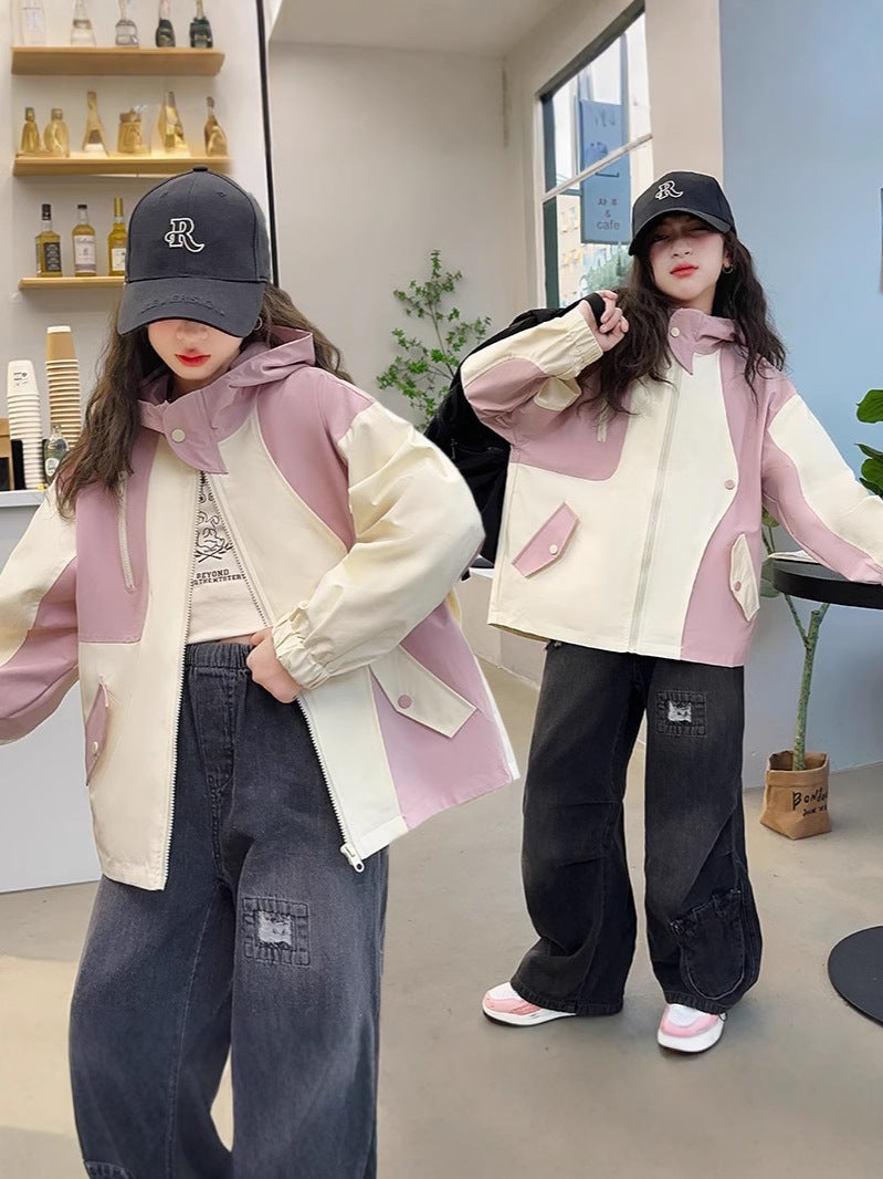 Girls' Coat Children'S Autumn Hooded Top Big Children'S Western Style Casual Autumn Clothes - Image 4
