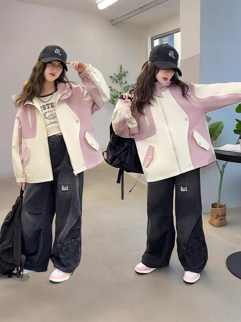 Girls' Coat Children'S Autumn Hooded Top Big Children'S Western Style Casual Autumn Clothes - Image 5