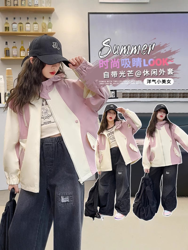Girls' Coat Children'S Autumn Hooded Top Big Children'S Western Style Casual Autumn Clothes - Image 3