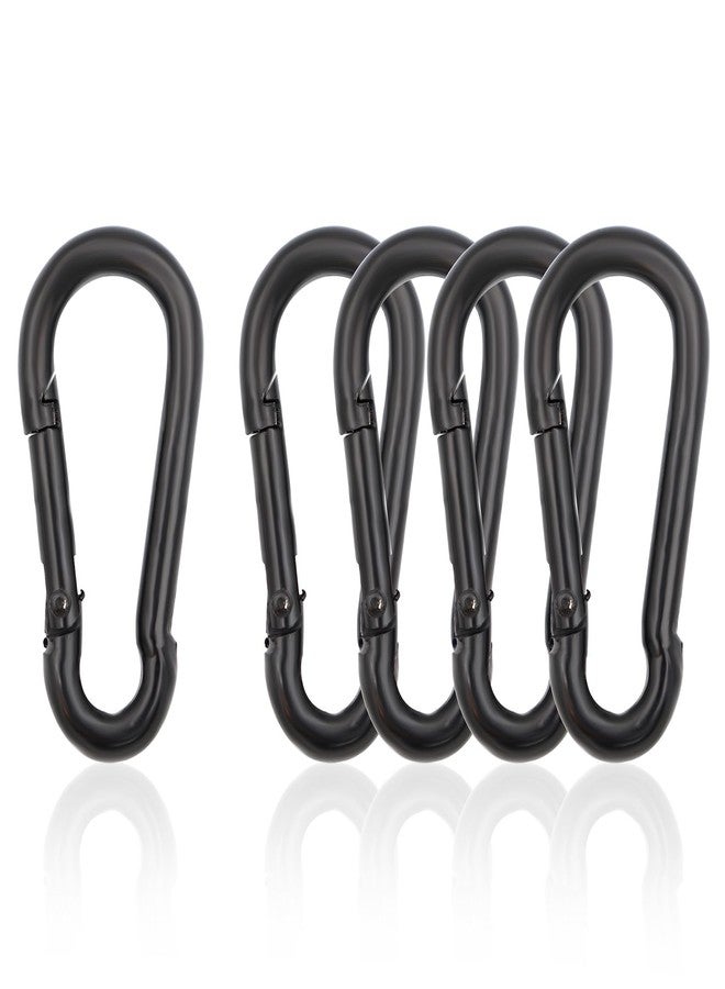 Elechobby Black Stainless Steel Carabiner Clip - Heavy Duty Electroplated Spring Hook for Outdoor Sports, Climbing and Keychain (Black-M5-5) - Image 1