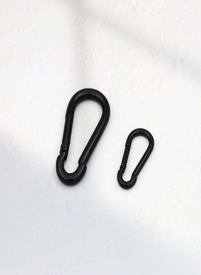 Elechobby Black Stainless Steel Carabiner Clip - Heavy Duty Electroplated Spring Hook for Outdoor Sports, Climbing and Keychain (Black-M5-5) - Image 2