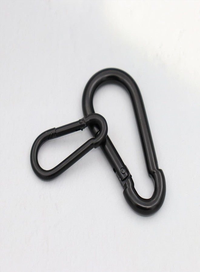 Elechobby Black Stainless Steel Carabiner Clip - Heavy Duty Electroplated Spring Hook for Outdoor Sports, Climbing and Keychain (Black-M5-5) - Image 4