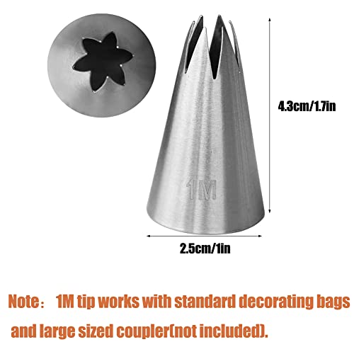 Bmaacye 1M Piping Tip for Cake Decorating,Seamless Icing Tips,3 Pcs Decorating Tips,Open Star,Stainless Steel - Image 4