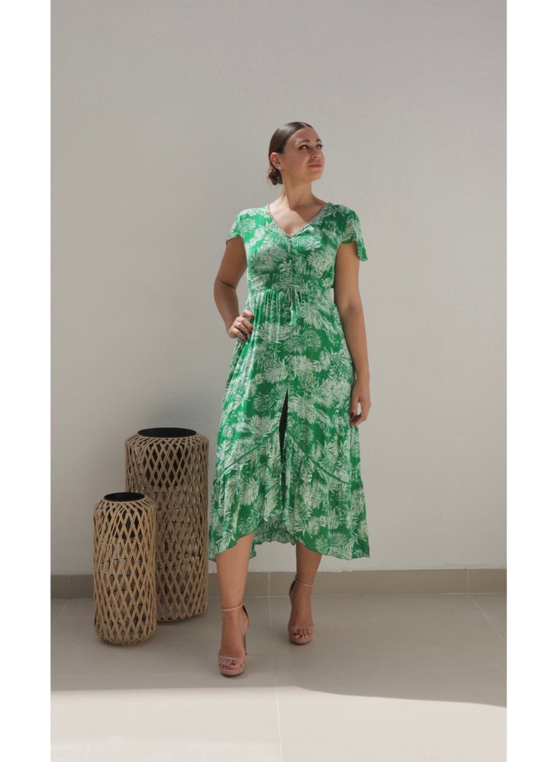 Alorabella Annabelle Bead Edge High Low Dress - Green  - Image 1