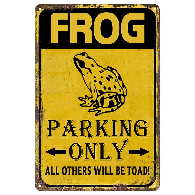 Ubewair Cool Stuff Frog Parking Only Metal Tin Sign - Vintage Frog Wall Decor, 8x12 Inch - Image 1