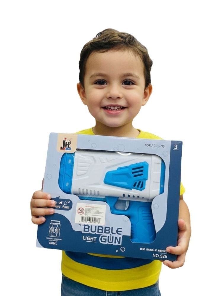 Premium Blue & White Light-Up Bubble Gun Toy for Kids – Automatic Bubble Blower with LED Light Effect, Outdoor Fun Toy for Children - Image 2