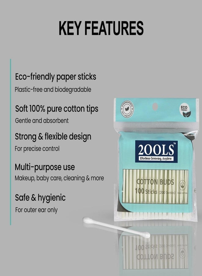 2OOLS Cotton Ear Buds/Swabs with White PAPER Sticks (100/200 Tips) in a Jar - Pack of 3 (300/600 Tips) - Image 5