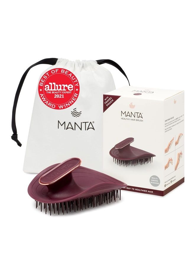Manta Hair Hairbrush - Fully Flexible Hair Brush - Gentle Brush That Helps Prevent Hair Breakage - Scalp Care Massager and Detangler (Burgundy-Rose) - Image 1