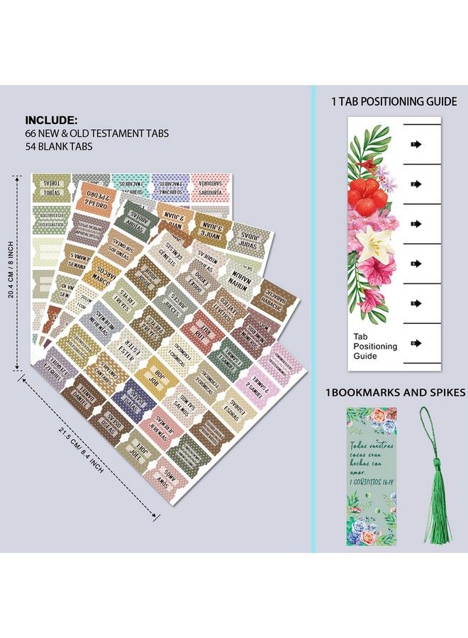 Cualfec Spanish Catholic Bible Index Tabs New & Old Testament Tabs Matte Laminated Floral Design Bible Journaling Supplies 122 Pcs (Earth Tone) - Image 3
