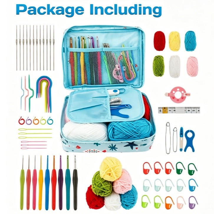 YZMA GLOBAL 68PCS Crochet Kit for Beginners & Adults – DIY Starter Set with Ergonomic Hooks, Soft Yarn Balls & Portable Travel Bag – Perfect Gift for Women, Teens, Eid & Ramadan - Image 2