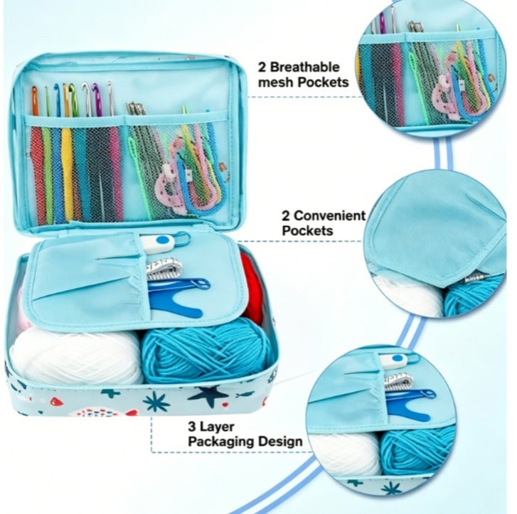 YZMA GLOBAL 68PCS Crochet Kit for Beginners & Adults – DIY Starter Set with Ergonomic Hooks, Soft Yarn Balls & Portable Travel Bag – Perfect Gift for Women, Teens, Eid & Ramadan - Image 3