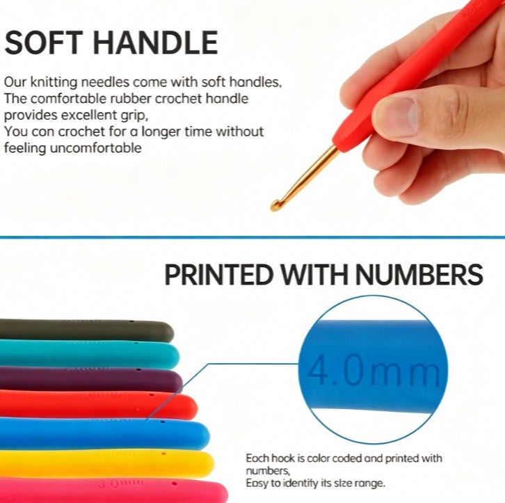 YZMA GLOBAL 68PCS Crochet Kit for Beginners & Adults – DIY Starter Set with Ergonomic Hooks, Soft Yarn Balls & Portable Travel Bag – Perfect Gift for Women, Teens, Eid & Ramadan - Image 4