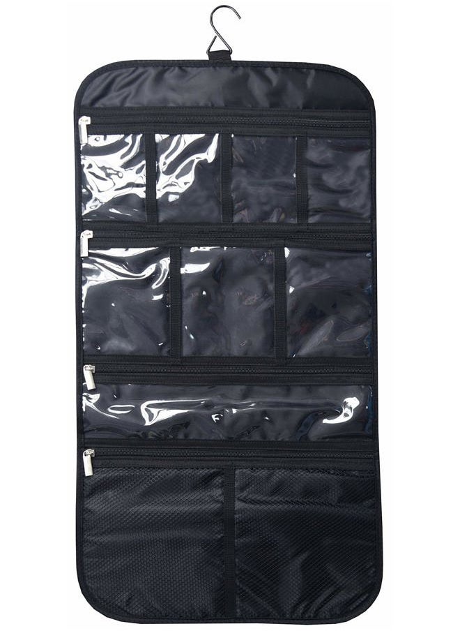 Freegrace - Premium Hanging Toiletry Travel Bag - Cosmetic, Jewelry, Toiletry & Accessory Storage Organizer Bag, Large Size, Various Compartments (Black) - Image 1