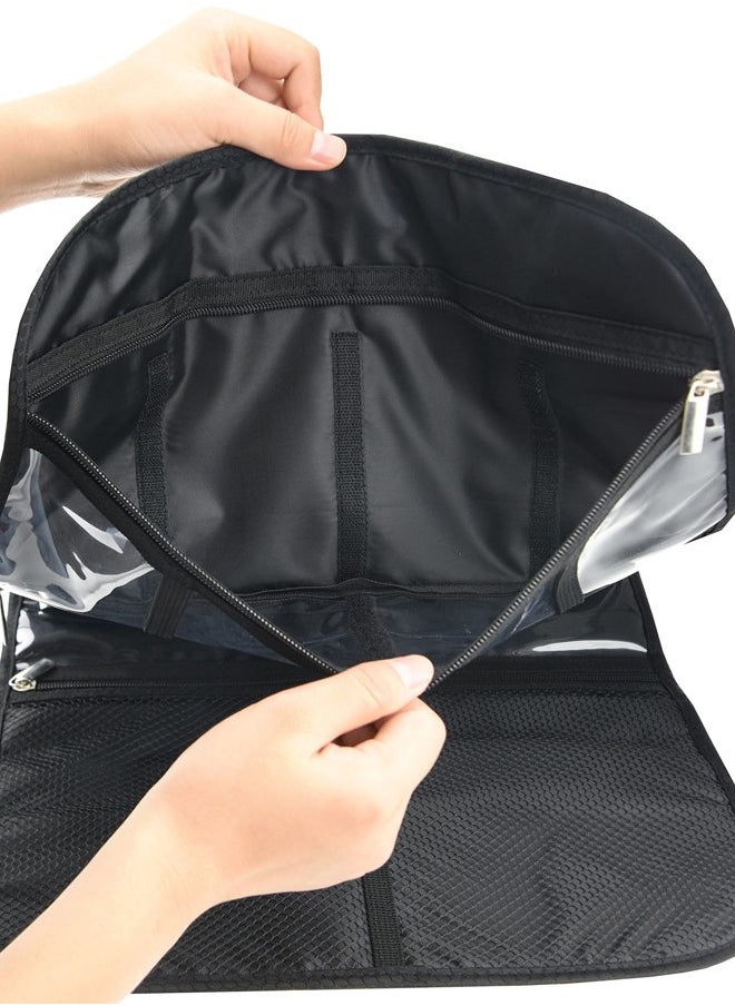 Freegrace - Premium Hanging Toiletry Travel Bag - Cosmetic, Jewelry, Toiletry & Accessory Storage Organizer Bag, Large Size, Various Compartments (Black) - Image 1