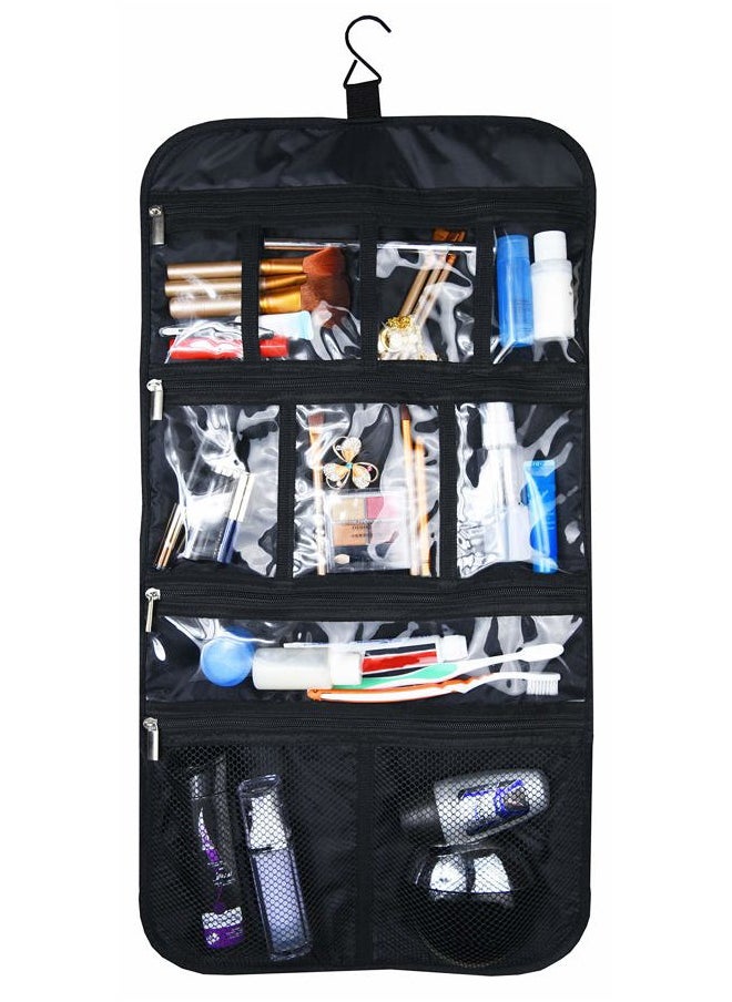 Freegrace - Premium Hanging Toiletry Travel Bag - Cosmetic, Jewelry, Toiletry & Accessory Storage Organizer Bag, Large Size, Various Compartments (Black) - Image 1