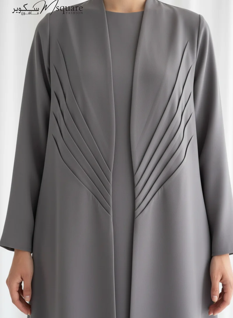 MSquare Fashion The Sunburst Grey Pleat Abaya
