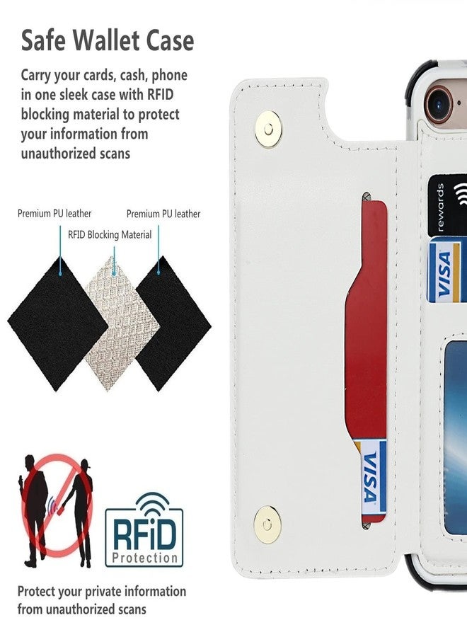 iCoverCase Compatible with iPhone SE 2022/SE 2020/7/8 Phone Case with Card Holder, Wallet Case with Wrist Strap, RFID Blocking Card Slots Kickstand PU Leather Case (Gray Leopard) - Image 5