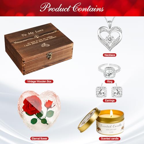CLTTCLLCT Preserved Roses with Heart Necklace & Candle, Mothers Day Gifts for Mom Eternal Flowers Rose Birthday Gifts for Women Girlfriend Wife Mom, To My Love Unique Gift On Mothers Day Anniversary - Image 2