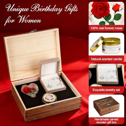 CLTTCLLCT Preserved Roses with Heart Necklace & Candle, Mothers Day Gifts for Mom Eternal Flowers Rose Birthday Gifts for Women Girlfriend Wife Mom, To My Love Unique Gift On Mothers Day Anniversary - Image 3