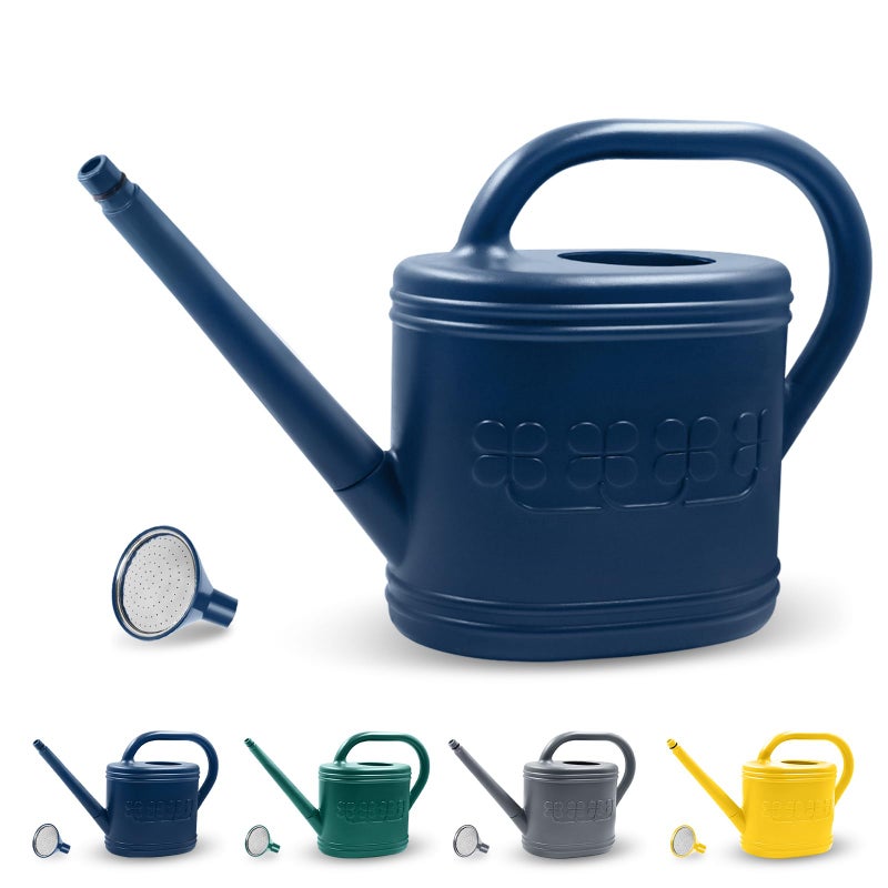 Giftsfaloy Watering Can for Indoor Outdoor Plants Plant Watering Can with Stainless Steel Shower Head 1 Gallon Plastic Watering Can for Garden Flowers Vegetable Greenhouse Dark Blue 1 Gallon - Image 2
