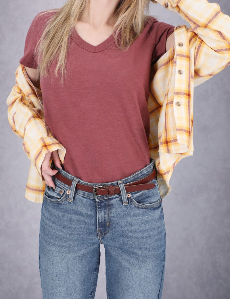 Timberland Women's Casual Leather Belt for Jeans, Brown (Skinny), Medium (33-39) - Image 3