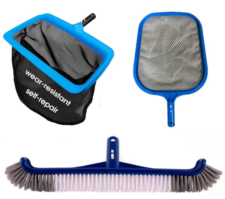 TidyMister Pool Skimmer Net & Leaf Rake & Pool Brush Head