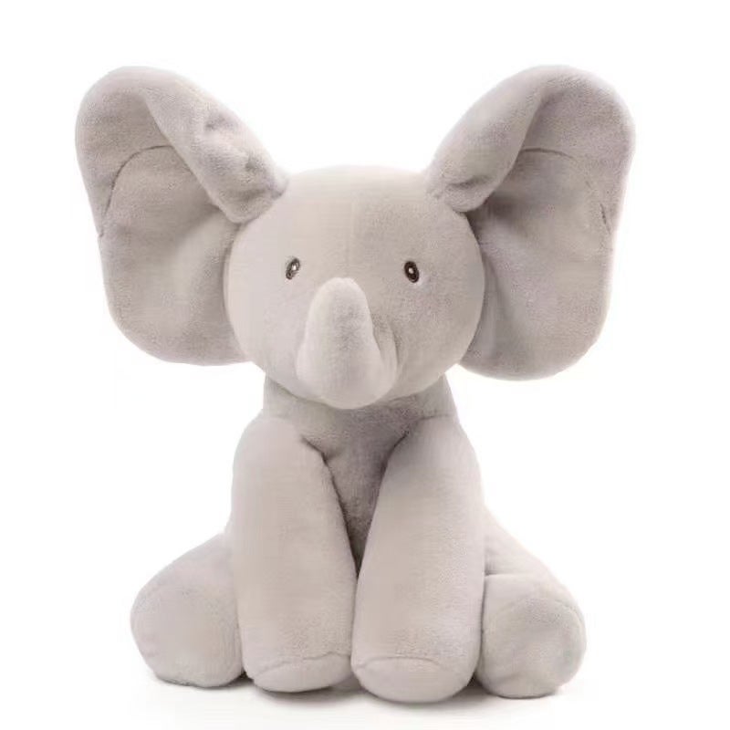 Cute Singing Peekaboo Bunny and Elephant Plush Toys - Image 2