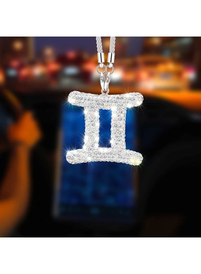 Capricorn Rhinestone Constellation Charm Car Rearview Mirror Hanging Pendant Accessory - Image 4