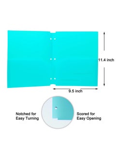 Youngever 6 Pack Heavy Duty Plastic Two Pocket Folders Binder Dividers With Pocket 3 Hole Punch Folder With Notches Binder Folders  - Image 2