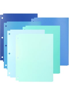 Youngever 6 Pack Heavy Duty Plastic Two Pocket Folders Binder Dividers With Pocket 3 Hole Punch Folder With Notches Binder Folders  - Image 1